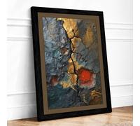Weathered Stone Minimalist Framed Wall Art Print A1 (84.1×59.4cm) Black, Wall Decor for Living Room, Bedroom, Office & Home, Ready to Hang, Art Gift
