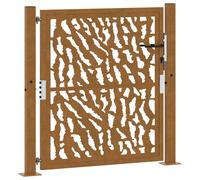 (weathering steel/brown, 105 x 105 cm/trace design) vidaXL Garden Gate 105x180 cm Weathering Steel Flame Design fence gate