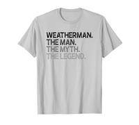 Weatherman Meteorologist The Man Myth Legend Design T-Shirt, Men, Silver Grey, 3X-Large