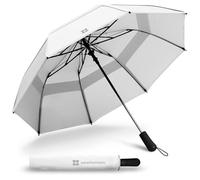 Weatherman Premium Compact Travel Umbrella - Small Collapsible Umbrella Resists Up to 55 MPH Winds - Portable Folding Umbrella for Rain, Wind, Backpack, Car - Strong Fiberglass Frame (White)