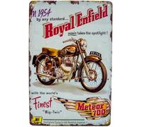 Weatherproof 14 x 20 cm Tin Sign, Wall Sign, Door Sign, Suitable for Royal Enfield Motorcycle Fans