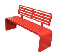 Weatherproof 2/3/4-Seater Garden Bench Classic Steel Seating with Backrest for Patio Balcony Terrace - Galvanized Slat Design Red (Size: 100x40x82cm)
