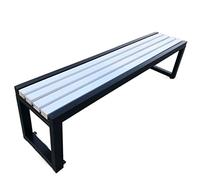 Weatherproof 3-Seater Garden Bench - Metal & Wood, Affordable Outdoor Park Bench Without Backrest, Multiple Models for Patio, Balcony & Garden, Light Brown, 11 Colors (H 100 * W 40 * D 45 cm