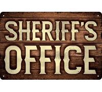 Weatherproof 30 x 20 cm Tin Sign - Sheriff Sign for Cowboys, Wild West Fans, Saloon Decorative Sign (Sheriff's Office)
