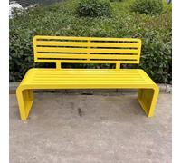 Weatherproof 4-Seater Garden Bench Classic Steel Patio Seating with Backrest Galvanized Slatted Design for Balcony Terrace & Outdoor Use (Yellow 120x40x82CM)