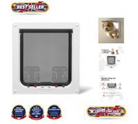 Weatherproof 4-Way Locking Cat Door with Silent Operation for Peaceful Homes