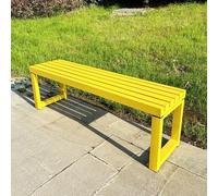 Weatherproof 47in Metal Outdoor Dining Bench - Backless 2-Person Farmhouse Patio Seating for Garden Kitchen Living Room Entryway - Stylish Yellow Finish
