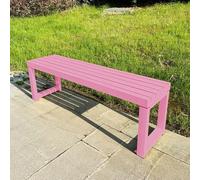 Weatherproof 5.9ft Metal Outdoor Dining Bench Backless Patio Bench for 2 Farmhouse Garden Seat for Kitchen Living Room & Entryway - Pink Color