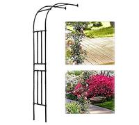 Weatherproof Black Metal HalfArch Garden Trellis for Climbing Plants Ele Pera with Side Wall Ideal for Weddings & Outdoor Decor (60x240x40cm)