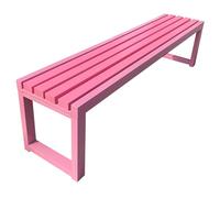 Weatherproof Black Outdoor Bench - Small Steel Pipe Frame Garden Patio Furniture for Yard Lawn Entryway Decor - 1.2m Available in 6 Colors (Pink)