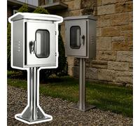 Weatherproof Electrical Box Enclosure Floor Standing, Double Door Electrical Cabinet With Lock & Rain Cap, Stainless Steel Distribution Enclosure(CH 100 CM,H 50 CM W 30 CM D 25 CM)