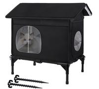 Weatherproof Feral Cat Houses for Outdoor Cats, Insulated Cats House with Cozy Cushion, Elevated Outdoor Cat Shelter, Equipped with Escape Door, Outside Cat House for Stray Cats(Medium)