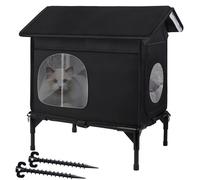 Weatherproof Feral Cat Houses for Outdoor Cats, Insulated Cats House with Cozy Cushion, Elevated Outdoor Cat Shelter, Equipped with Escape Door, Outside Cat House for Stray Cats(Small)