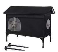 Weatherproof Feral Cat Houses for Outdoor Cats, Insulated Cats House with Cozy Cushion, Elevated Outdoor Cat Shelter, Equipped with Escape Door, Outside Cat House for Stray Cats(Large)