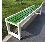 Weatherproof Garden Bench No Backrest HeavyDu Uto 400kg Available in 100cm 120cm 150cm Perfect for Patio Veranda and Yard (White & Green)