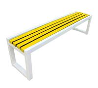 Weatherproof Garden Bench, Solid Wooden & Metal Frame, Park Furniture for Patio/Balcony, 220 kg Load Capacity, Stylish Yellow Design (150 x 40 x 45 cm)