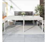 Weatherproof Garden Dining Table 203.5x100x76 cm Solid Pine Perfect for Balcony & Patio Outdoor Lounge Furniture Elegant White FinishGarden Furniture