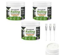 Weatherproof Guard Railing Rust Stain Cleaner Paste, Rust Remover For Metal, Rust Converter, Rust Remover For Patio Slabs, Non Damaging To Metal Paint, Suitable For Interior And Exterior，3PC