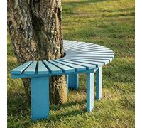Weatherproof Half Round Tree Bench, Slatted Outdoor Seat for Patio & Park - Easy Assembly Wooden Wrap-Around Garden Furniture (Blue, Round Design)