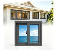 Weatherproof Horizontal Sliding Window Aluminum Frame with Fly Screen, Clear Glass - Easy Fit Replacement for Shed Basement Garden Office(Black,30x24"(76x61CM))