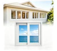 Weatherproof Horizontal Sliding Window Aluminum Frame with Fly Screen, Clear Glass - Easy Fit Replacement for Shed Basement Garden Office(White,26x24"(66x61CM))