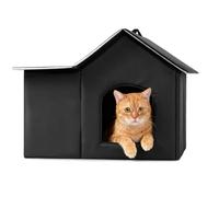Weatherproof Insulated Outdoor Cat Shelter,Leak-Proof Base, Effortless Assembly, Cozy Haven for Stray/Outdoor Cats (Black)