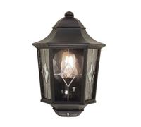 Weatherproof IP43 1 Bulb Half Lantern Wall Light Black LED E27 100W Loops Black One Size
