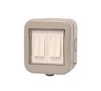 Weatherproof IP55 rated 2 gang 2 way outdoor switch (10amp).