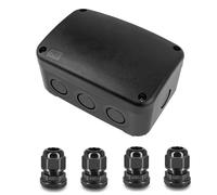 Weatherproof Junction Box,Nineleaf IP66 Waterproof Electrical Project Boxes PVC/ABS Plastic Enclosure Box CCTV Watertight 4.9 x 3.3 x 2.3 inch,Black,with 4PK 20mm Cable Gland