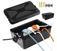 Weatherproof Junction Connection Box For Cables Sockets Electrics Garden Outdoor IP54 Rated 7 Plug Electrical Waterproof/Water Resistant Connection Box (Black)
