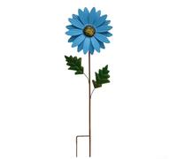 Weatherproof Metal Daisy Garden Stake for Outdoor Garden Decoration Adds Vibrant Floral Interest to Lawns and Flower Beds (Blue)