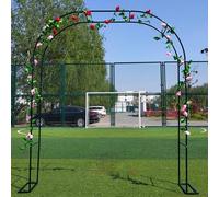Weatherproof Metal Garden Arch Dark Green Rose Trellis with Base Outdoor Pergola Frame for Climbing Plants Wedding & Celebration Decoration Elegant Gold & White Accents