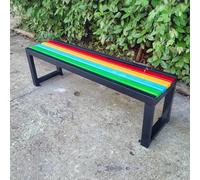 Weatherproof Metal Garden Bench - Durable 150cm Outdoor Seating for Patio, Lawn, Park & School - Stylish Wood-Plastic Design, 500kg Capacity, Heavy-Duty Comfort