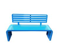 Weatherproof Metal Garden Bench for 3, Iron Outdoor Seating with Backrest & Armrests, Perfect for City & Village Gardens, 100cm Blue Color, Durable & Stylish