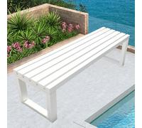 Weatherproof Metal Garden Bench Outdoor Patio Seating 4.9ft Backless Park Chair for Yard Entryway Front Porch -Stylish Indoor/Outdoor Use (White)