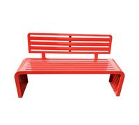 Weatherproof Metal Garden Bench with Backrest & Armrests, Iron 3-Seater Outdoor Seating for City, Village & Municipality - Red, 100cm Long, Perfect for Gardens