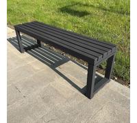 Weatherproof Metal Outdoor Dining Bench - 2-Person Backless Patio Bench for Garden Kitchen Living Room & Entryway - Farmhouse Style Black 59in