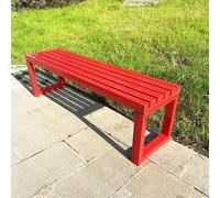 Weatherproof Metal Outdoor Dining Bench, Backless Patio Bench for 2, Farmhouse Garden Bench, Stylish Entryway & Kitchen Seating (Red, 47 inches)