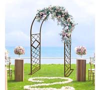 Weatherproof Metal Plant Support Arch Bronze Garden Trellis for Roses Wedding Arch Outdoor Decoration Adjustable Sizes 1.4 3.0m Perfect for Gardens and Lawns.