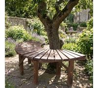 Weatherproof Modular Carbonized Tree Bench - Versatile Semicular Garden Seat & Plant nd for Outdoor Patio & Yard, Wrap-Around Seating Solut