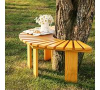 Weatherproof Modular Half-Round Tree Bench - Solid Wood Outdoor Seating, Curved Patio Furniture for Garden, Yard & Park - Stylish Yellow Semi-Circle Design