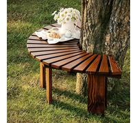 Weatherproof Modular Half-Round Tree Bench - Solid Wood Outdoor Seating for Garden, Patio & Backyard - Curved Walnut Design for Stylish Yards & Parks