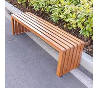 Weatherproof Outdoor Bench Backless Patio Seating Heavy-Duty Galvanized Steel Strong Load-Bearing Ideal for Yard Park Front Porch Light Brown 150x40x45cm