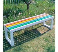Weatherproof Outdoor Bench,Person Garden Seating, Wood and Metal Patio Lounge Chair for Farmhouse, Entryway, Lawn