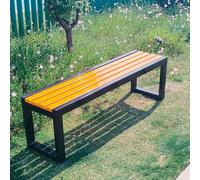 Weatherproof Outdoor Bench,Person Garden Seating, Wood and Metal Patio Lounge Chair for Farmhouse, Entryway, Lawn