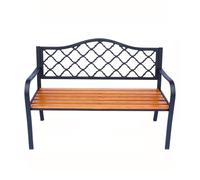 Weatherproof Outdoor Bench - Solid Wood with Thick Strips & Backrest, Steel e, Perfect for Garden, Porch, Park, and Patio Seating