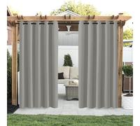 Weatherproof Outdoor Curtains with Grommets - 2-Pack Waterproof Light-Blocking Sunshade Privacy Curtains for Patio Balcony Pavilion Garden (180x243cm Grey)