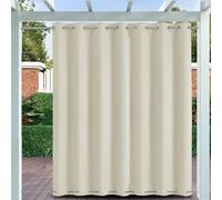 Weatherproof Outdoor Curtains with Top and Bottom Grommets, Waterproof Outdoor Curtains for Patio, Thermal Insulated Privacy Blackout Curtain for Porch Pergola, 1 Panel, W84"xH52", Beige
