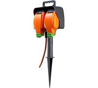 Weatherproof Outdoor Double Socket 15Metre Inline on Garden Spike Masterplug