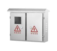 Weatherproof Outdoor Electrical Box Metal Enclosure with Rain Hood Double-Door Design Viewable Window Universal Electric Equipment Storage (55x60x18CM)